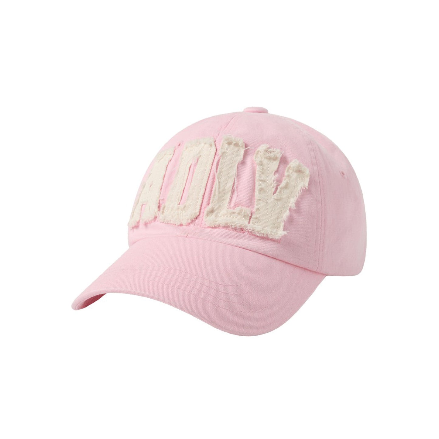 ADLV Applique Embo Ball Cap Light Pink embroidered baseball cap oversized logo adjustable streetwear hat