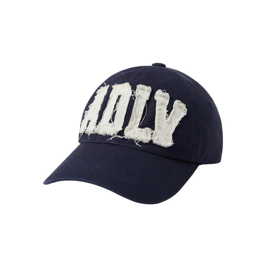 ADLV Applique Embo Ball Cap Navy embroidered baseball cap oversized logo adjustable streetwear hat
