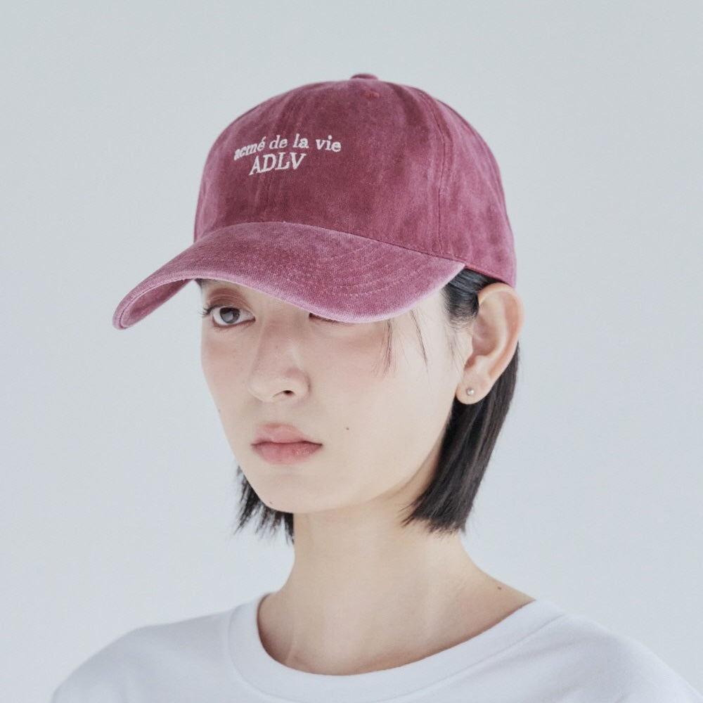 ADLV Basic Logo Season3 Ball Cap Wine embroidered logo cap washed adjustable casual streetwear hat