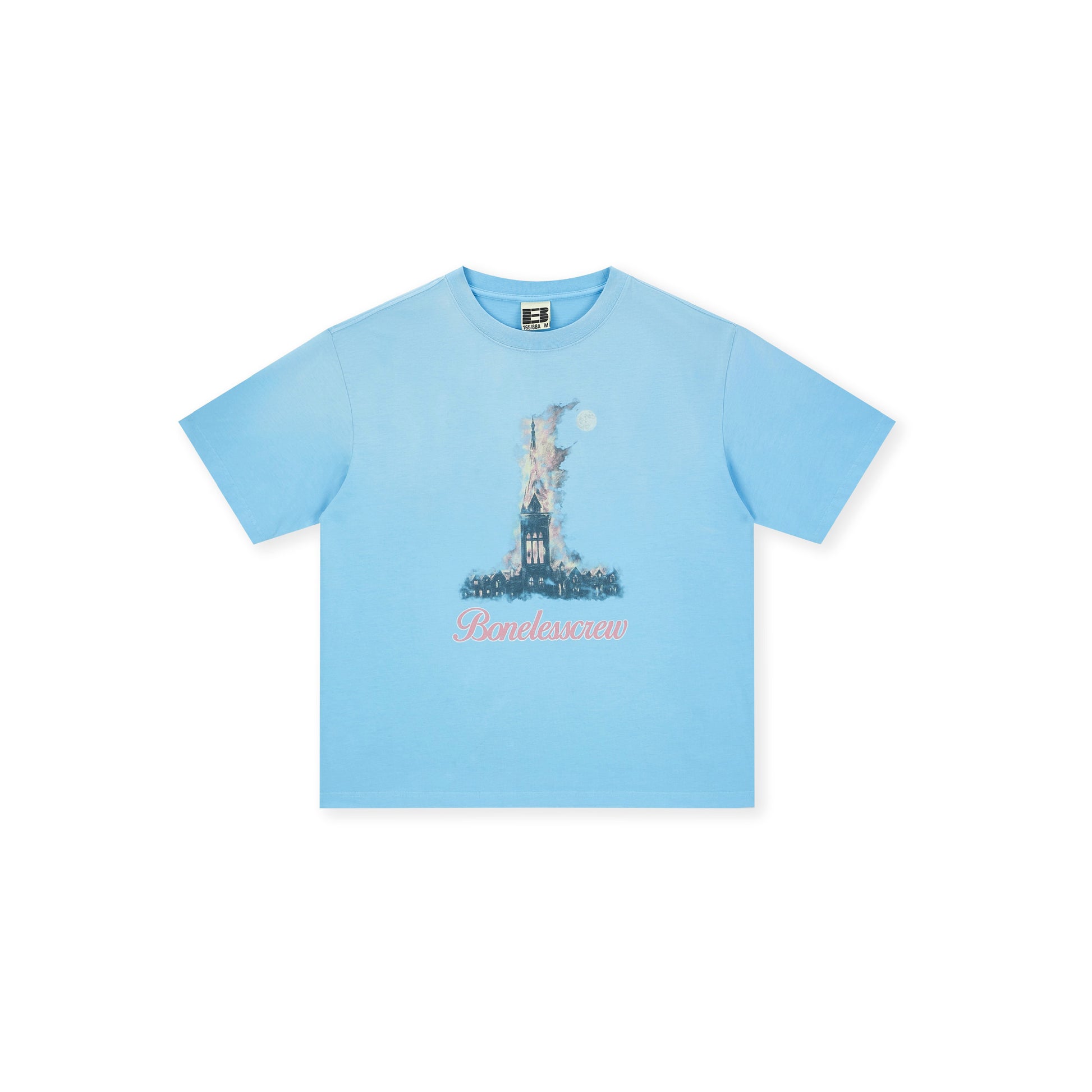 Boneless Washed Retro T-Shirt Sky Blue oversized graphic tee vintage print washed streetwear casual top retro design