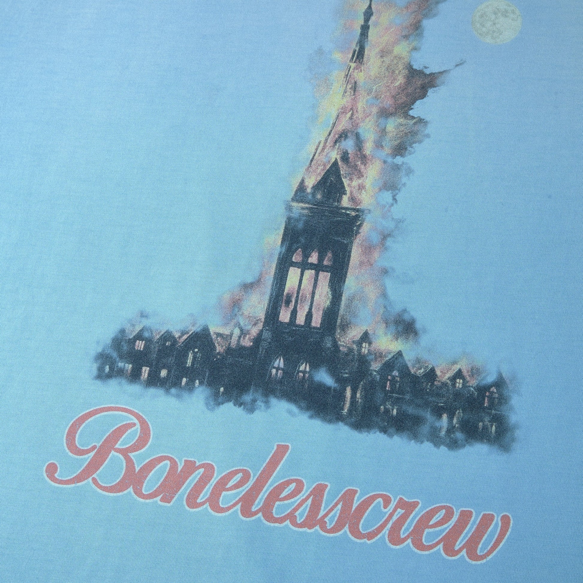 Boneless Washed Retro T-Shirt Sky Blue oversized graphic tee vintage print washed streetwear casual top retro design