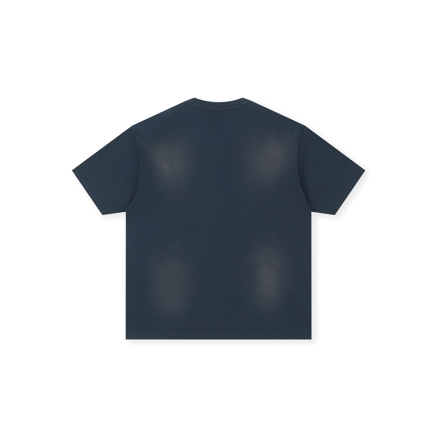 Boneless Spray Print T-Shirt Navy with Strength Beyond Measure graphic and contrast sleeve stripes