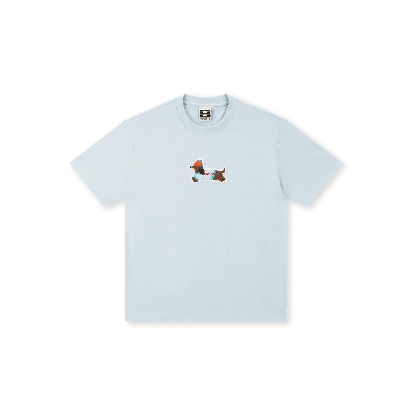 Boneless 3D Embroidered Puppy T-Shirt Haze Blue oversized embroidered tee puppy graphic casual streetwear top minimalist design