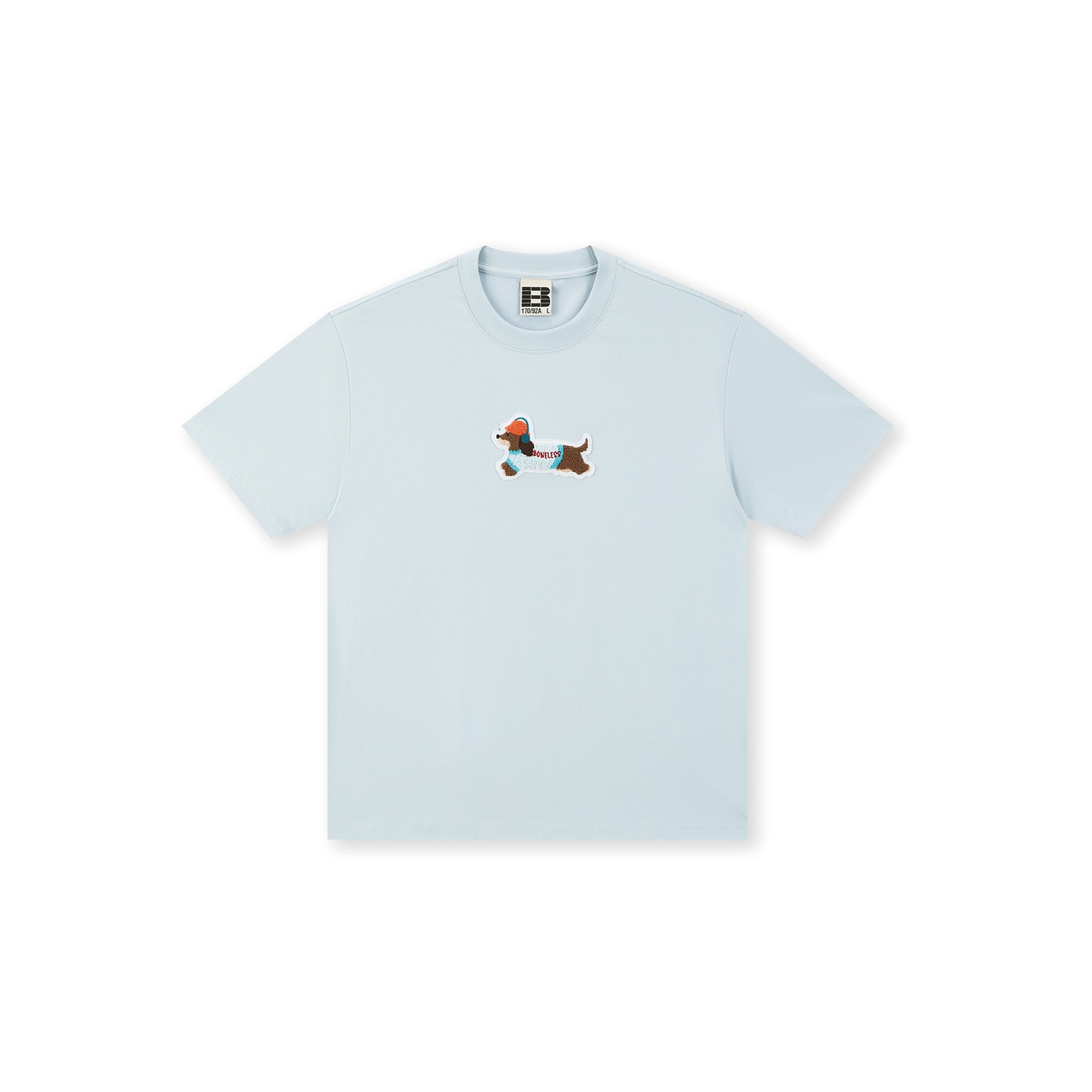 Boneless 3D Embroidered Puppy T-Shirt Haze Blue oversized embroidered tee puppy graphic casual streetwear top minimalist design