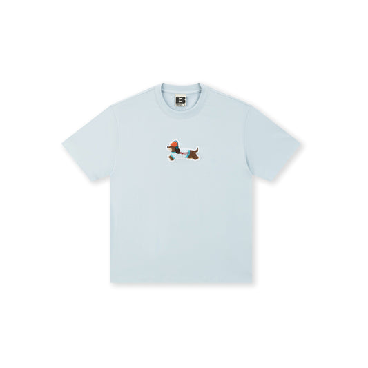 Boneless 3D Embroidered Puppy T-Shirt Haze Blue oversized embroidered tee puppy graphic casual streetwear top minimalist design