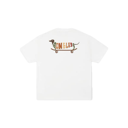 Boneless Skateboarding Dog Print SS T-Shirt 'Cream'