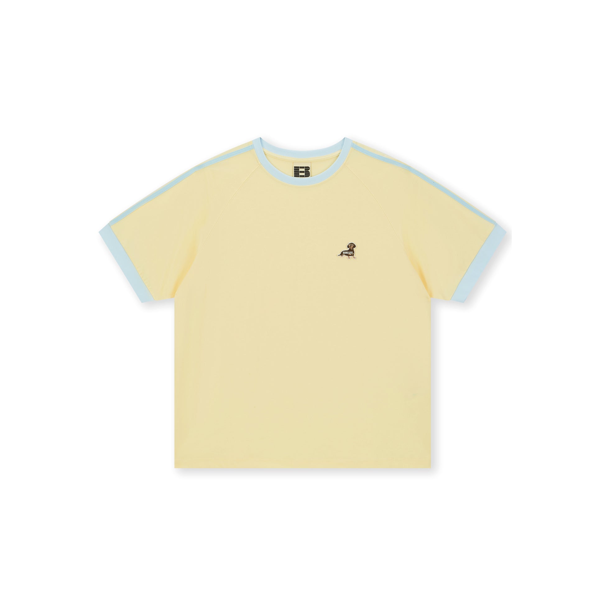 Boneless Puppy Embroidered T-Shirt Yellow with contrast trim and puppy logo on chest