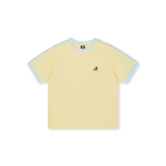 Boneless Puppy Embroidered T-Shirt Yellow with contrast trim and puppy logo on chest