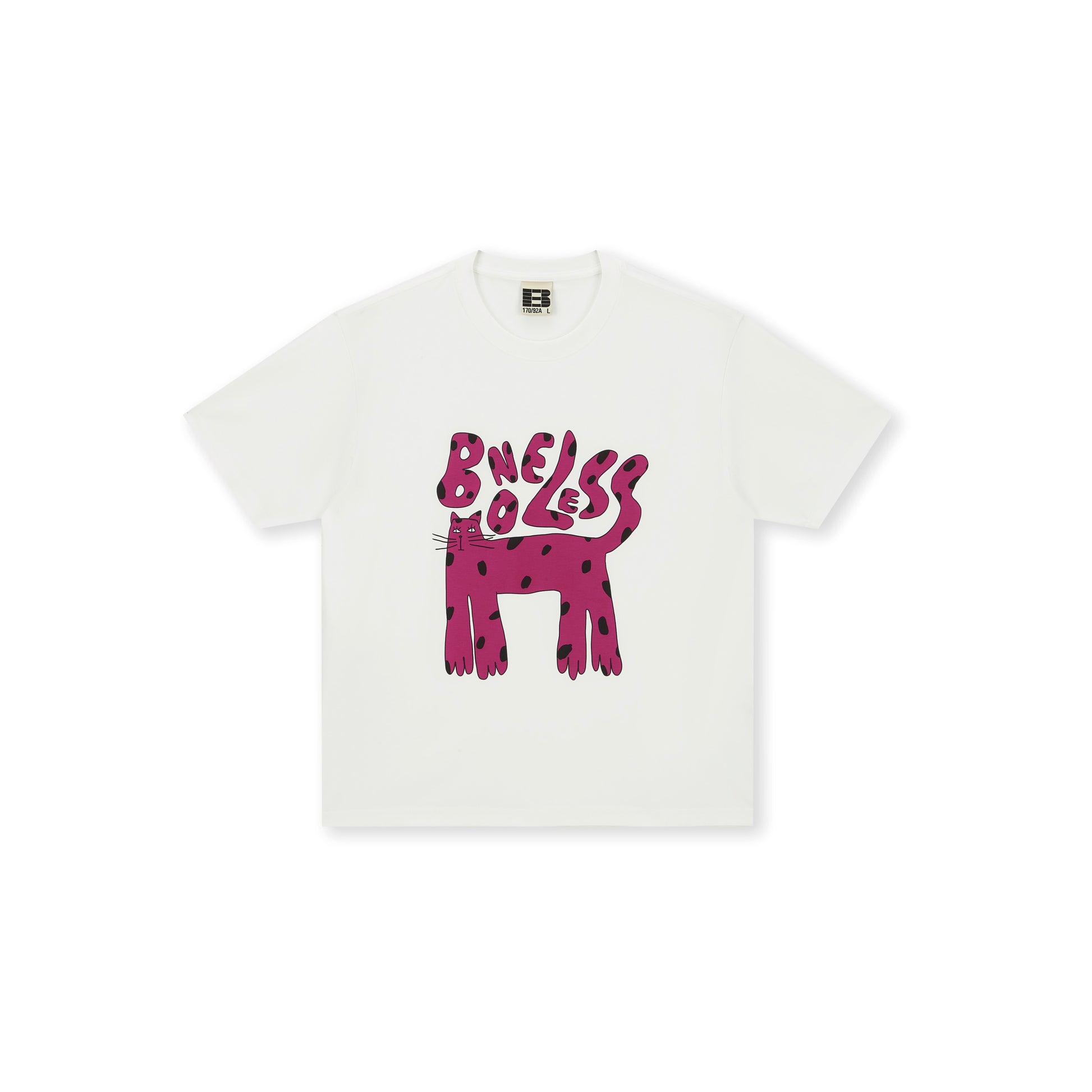 Boneless Abstract Pink Kitten T-Shirt Cream White oversized graphic tee abstract kitten print casual streetwear top artistic design