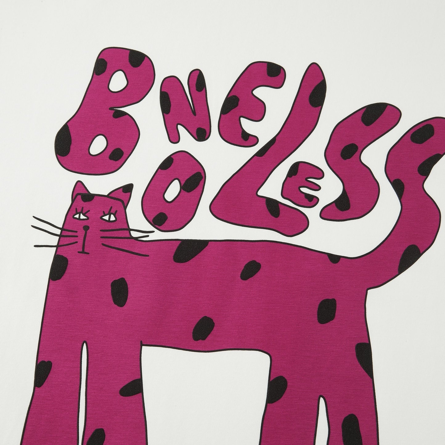 Boneless Abstract Pink Kitten T-Shirt Cream White oversized graphic tee abstract kitten print casual streetwear top artistic design