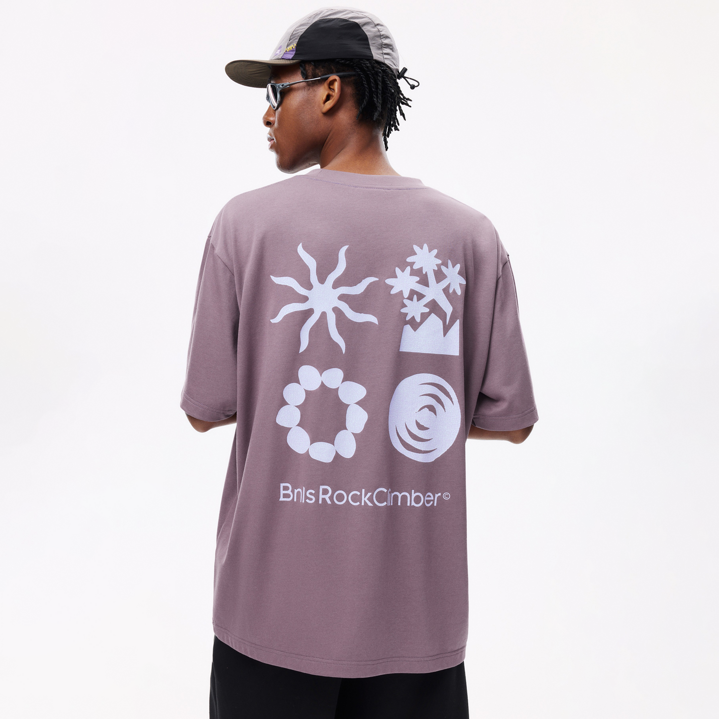 Boneless Outdoor Sports and Leisure T-Shirt Purple oversized graphic tee outdoor lifestyle casual streetwear top back print