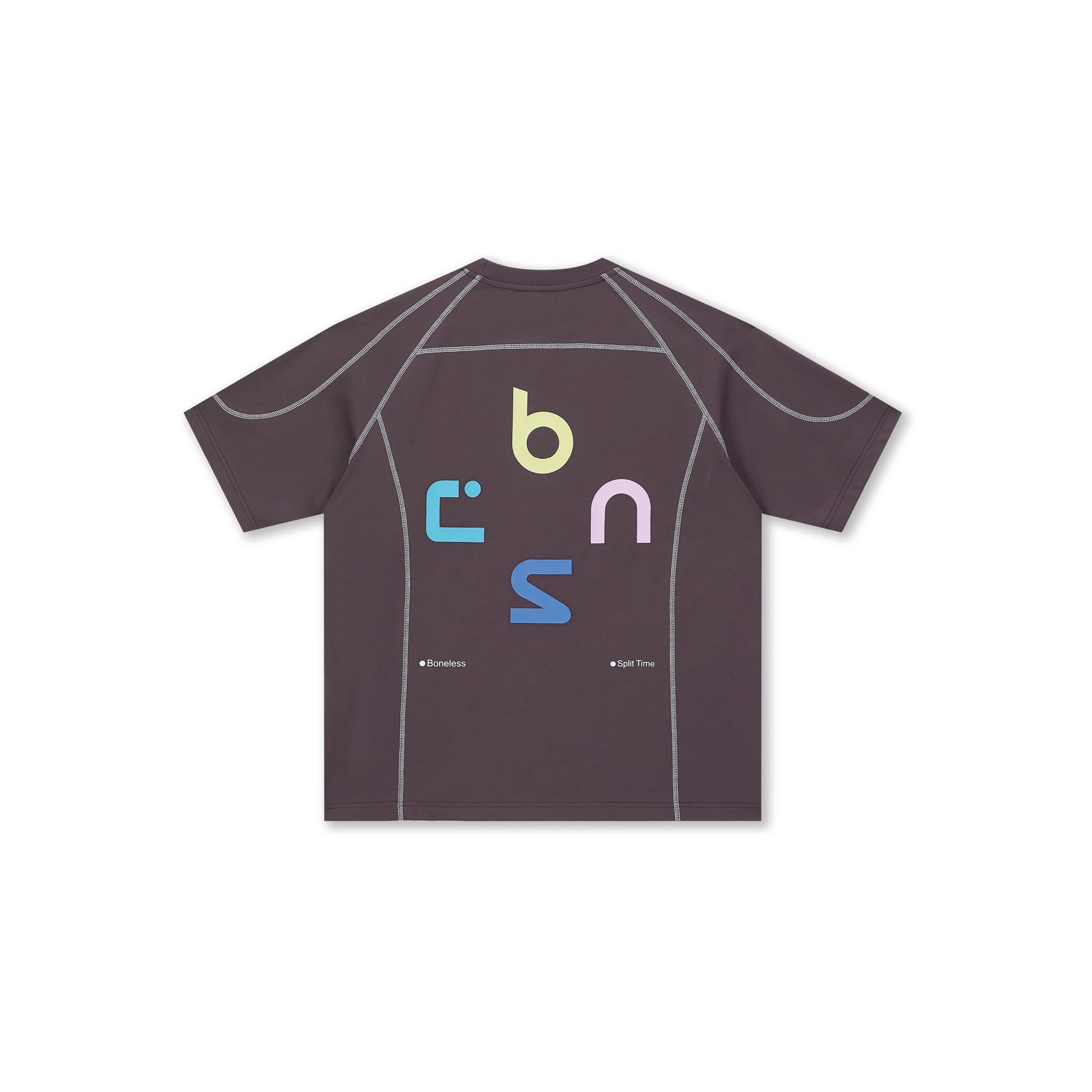 Boneless Color Block Loose T-Shirt Purple oversized graphic tee color block design contrast stitching casual streetwear top