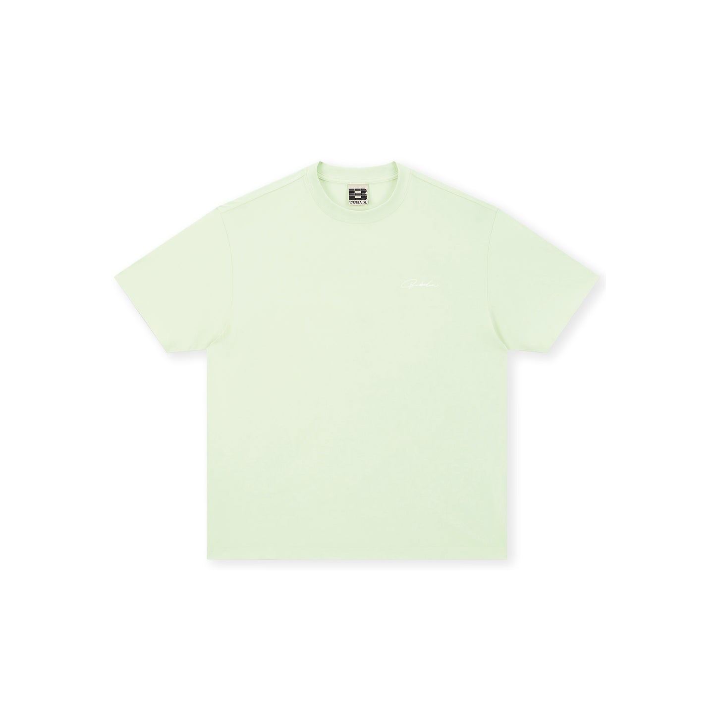 Boneless Calligraphy Print T-Shirt Green front view with minimal chest logo embroidery