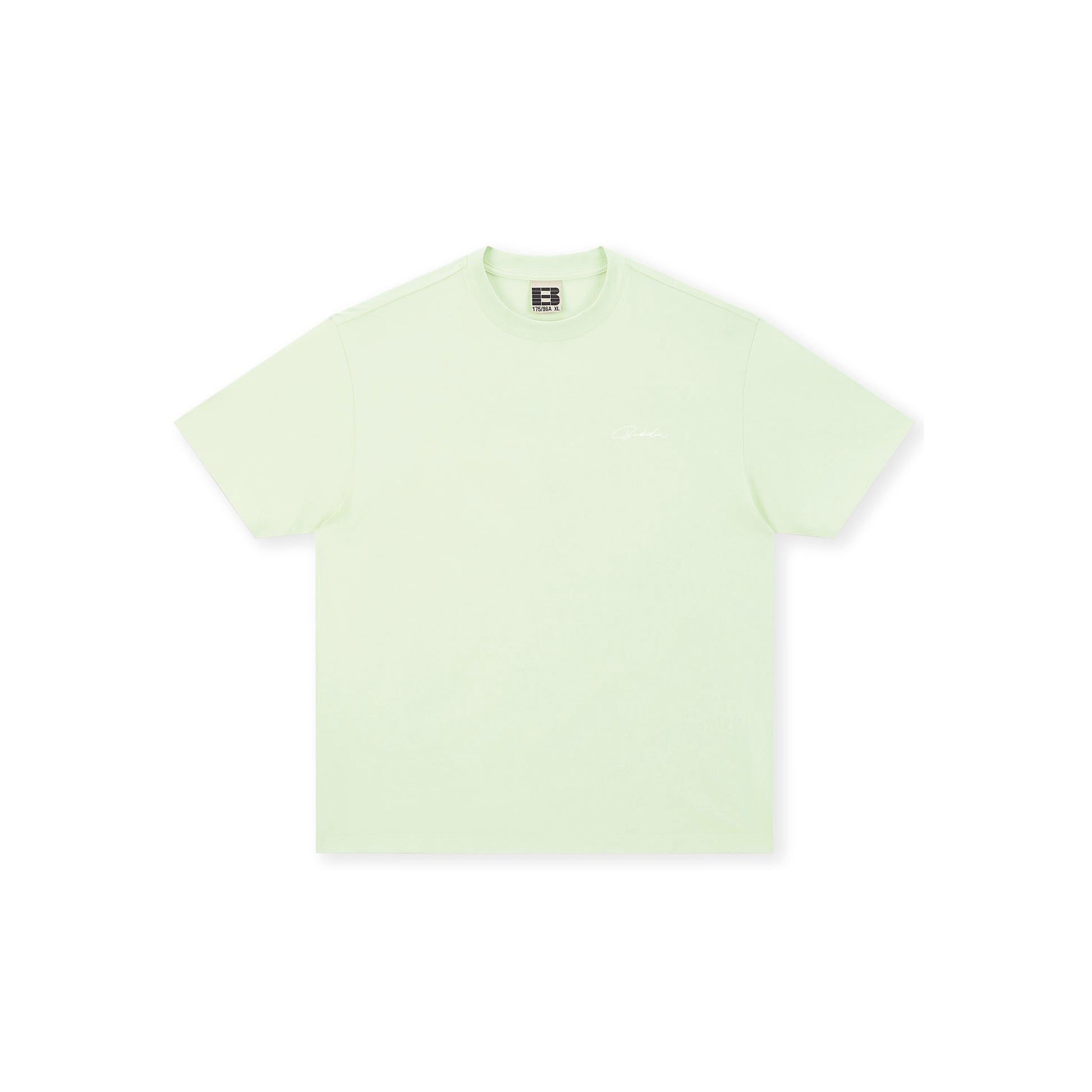 Boneless Calligraphy Print T-Shirt Green front view with minimal chest logo embroidery