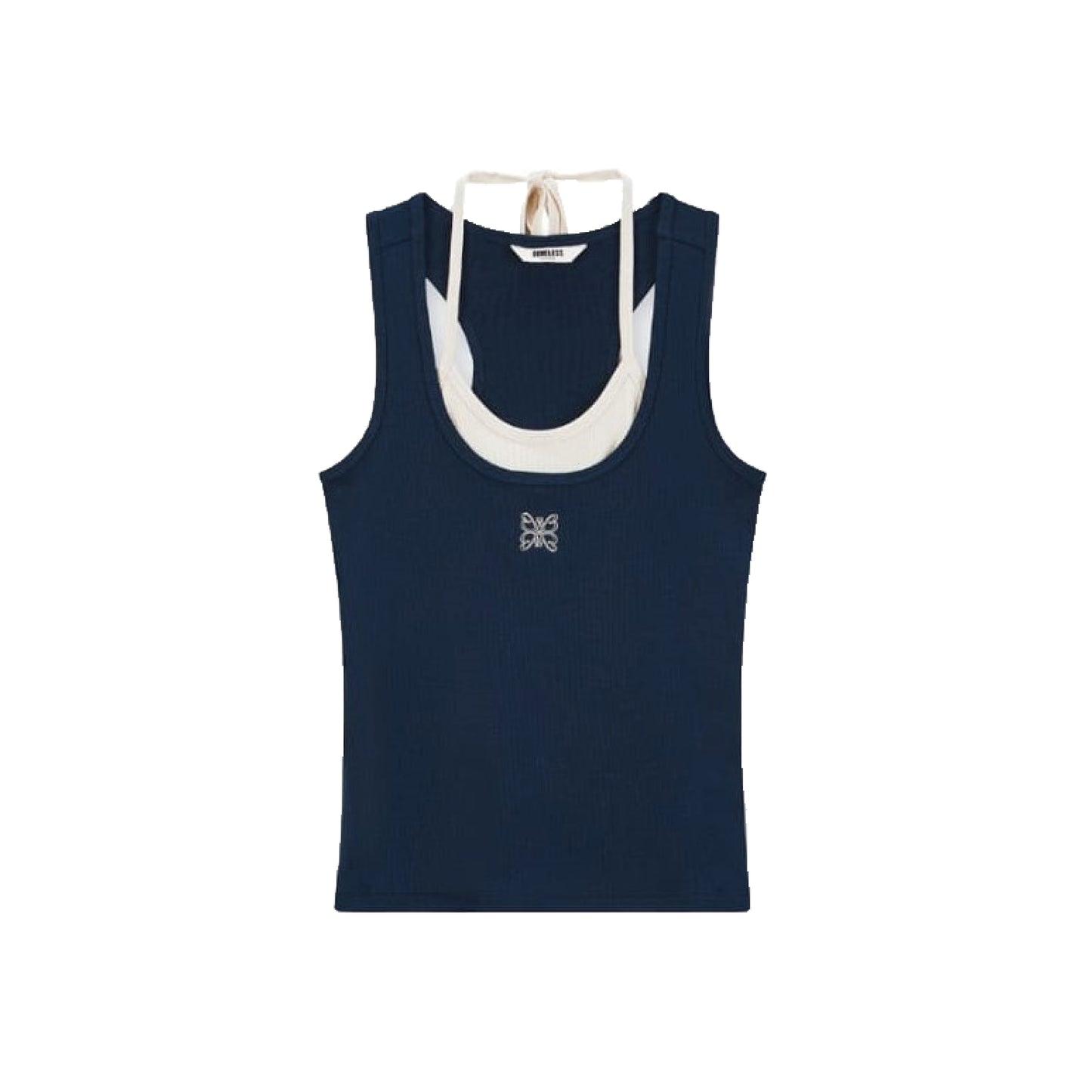 Boneless  Faux Two-Piece Halter Neck Tank Top 'Navy Blue' (WMNS)