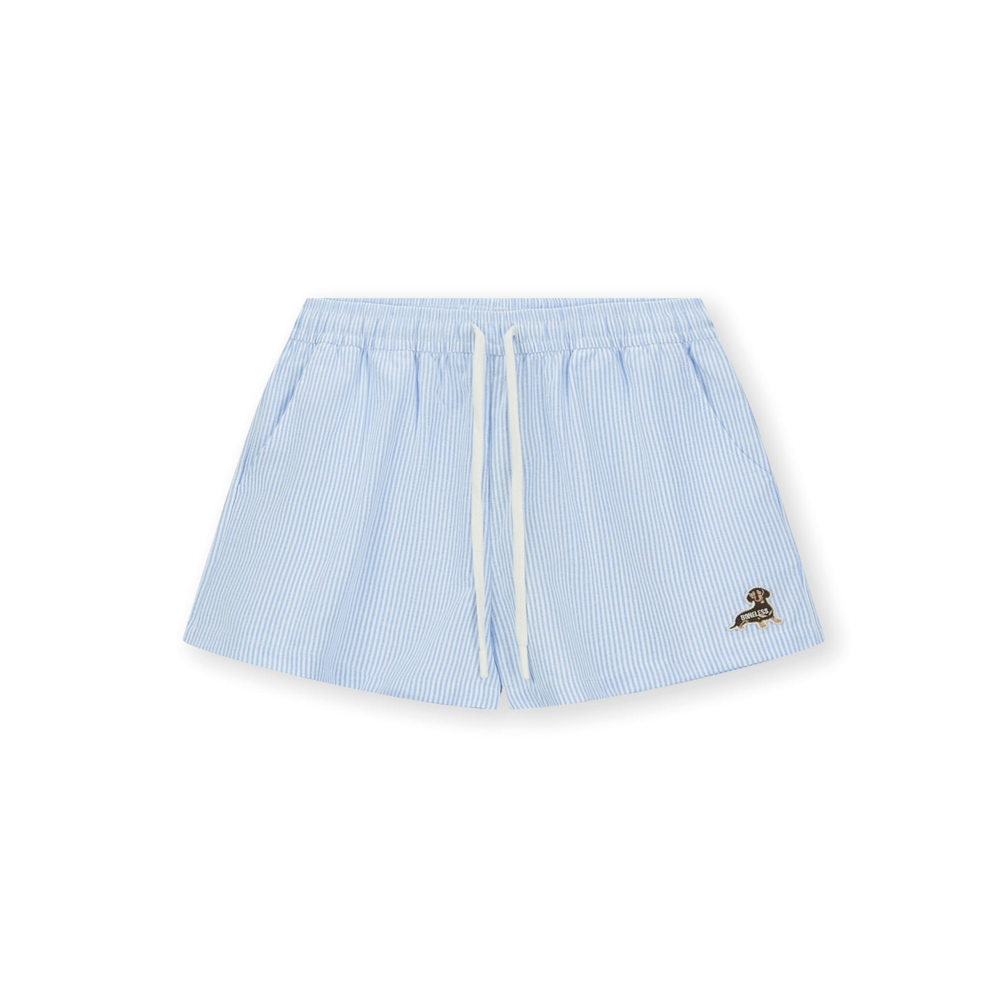 Boneless Striped Casual Shorts Light Blue with elastic waistband, drawstring, and Boneless logo