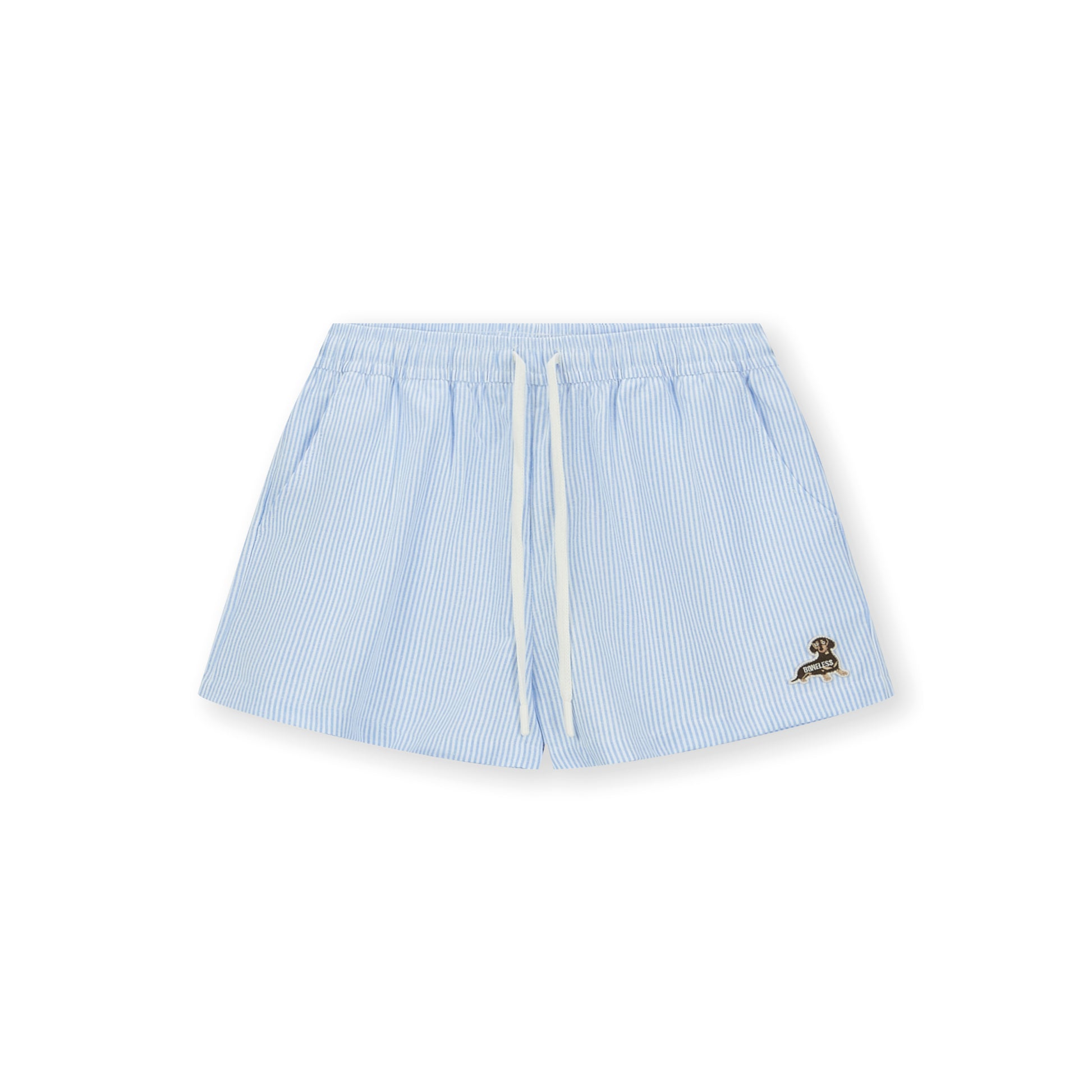 Boneless Striped Casual Shorts Light Blue with elastic waistband, drawstring, and Boneless logo