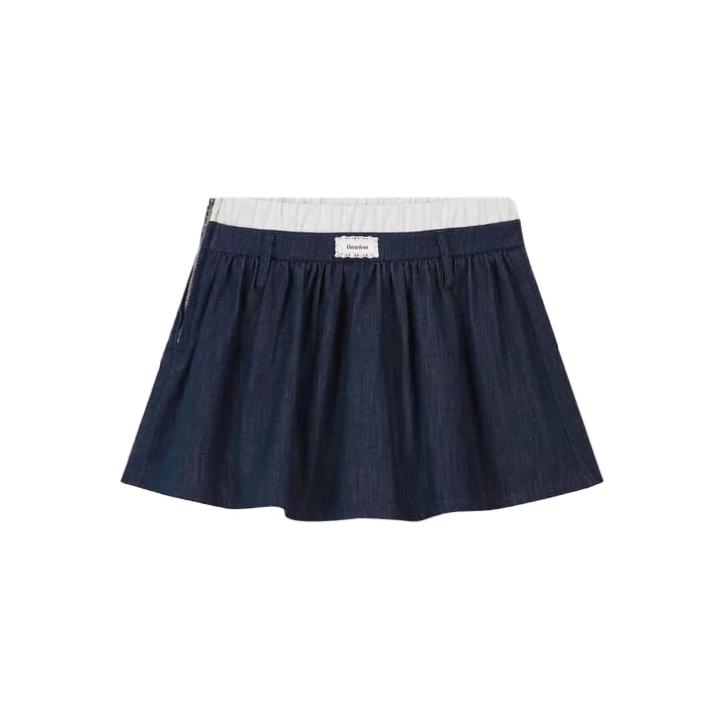 Boneless Patchwork Waistband Denim Mini Skirt 'Dark Blue'