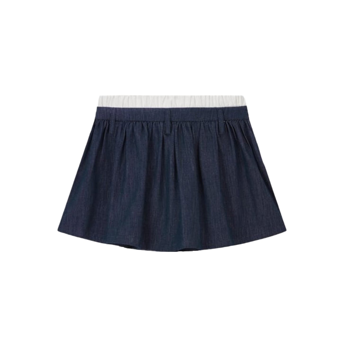 Boneless Patchwork Waistband Denim Mini Skirt 'Dark Blue'