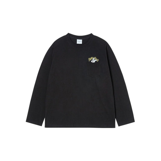 ADLV Cartoon Chinchilla LS T-Shirt Black oversized long sleeve graphic tee casual streetwear top