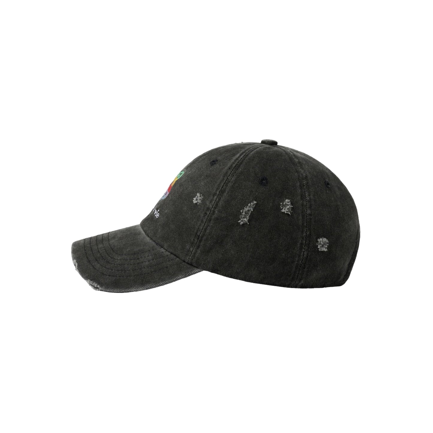 ADLV Colorful AC Bear Embo Damage Ball Cap Black embroidered bear cap distressed streetwear adjustable casual hat
