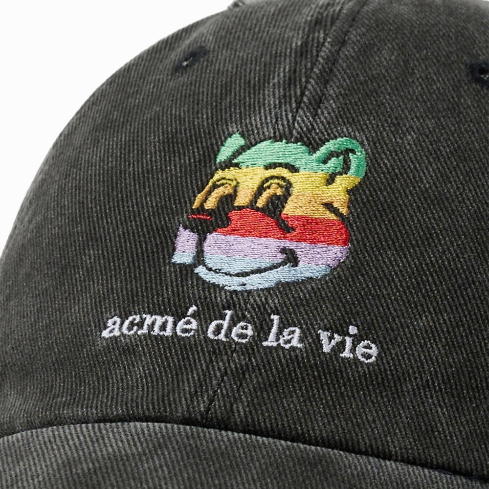 ADLV Colorful AC Bear Embo Damage Ball Cap Black embroidered bear cap distressed streetwear adjustable casual hat