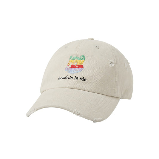 ADLV Colorful AC Bear Embo Damage Ball Cap 'Ivory'