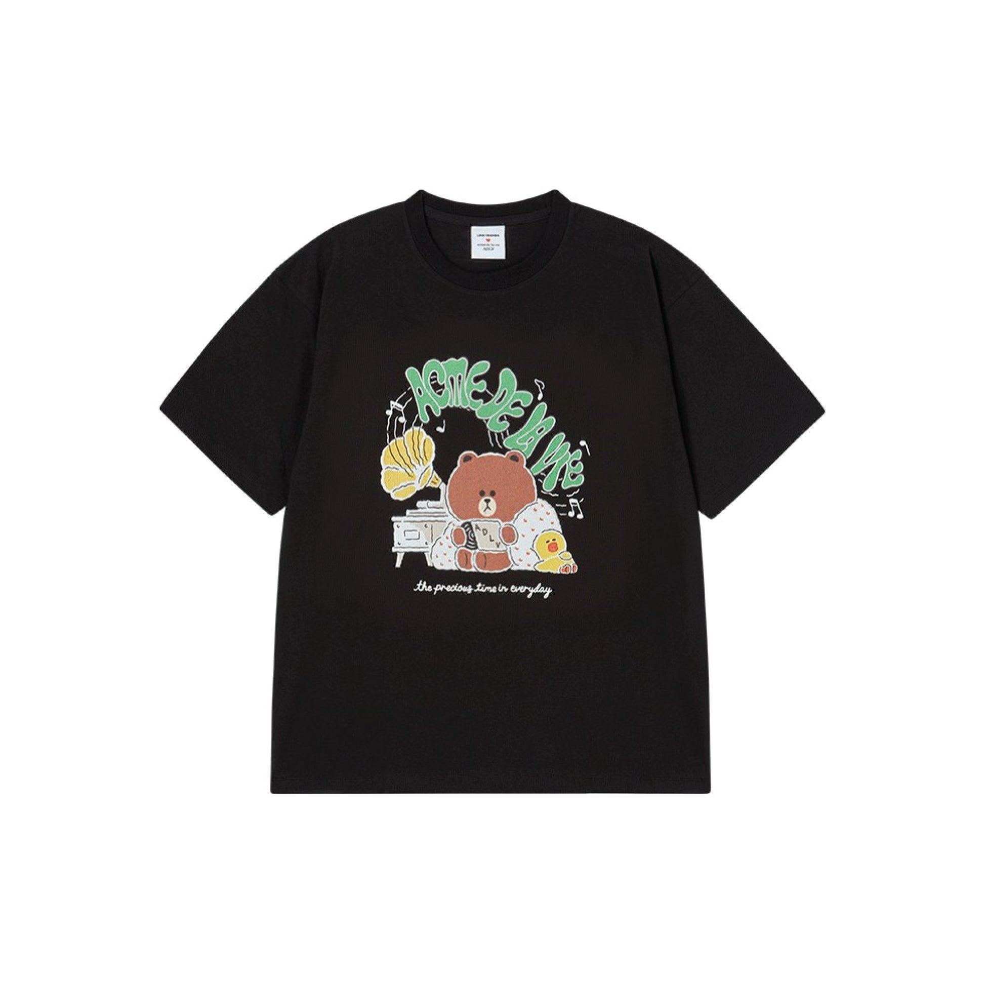 ADLV Daily Line Friends SS T-Shirt Black oversized graphic tee Line Friends print casual streetwear top