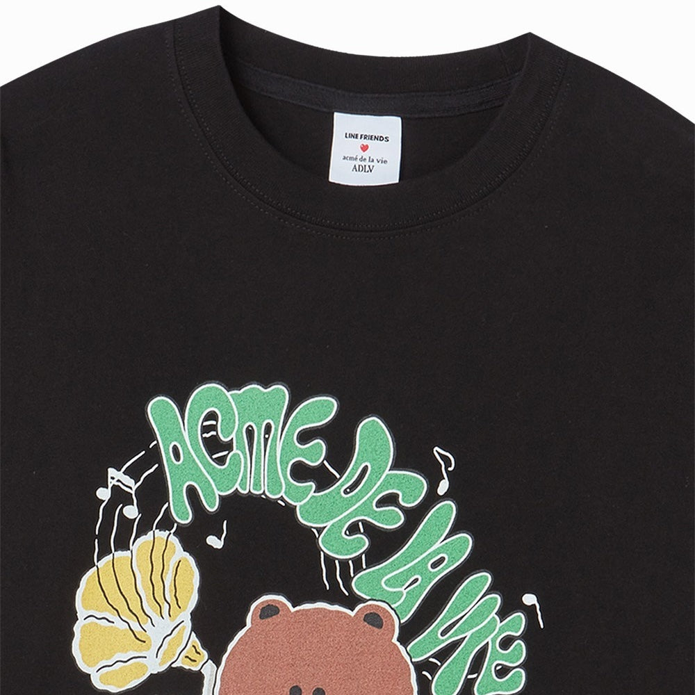 ADLV Daily Line Friends SS T-Shirt Black oversized graphic tee Line Friends print casual streetwear top