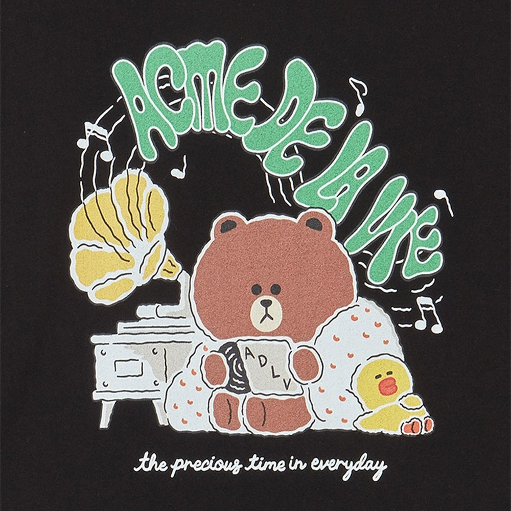 ADLV Daily Line Friends SS T-Shirt Black oversized graphic tee Line Friends print casual streetwear top
