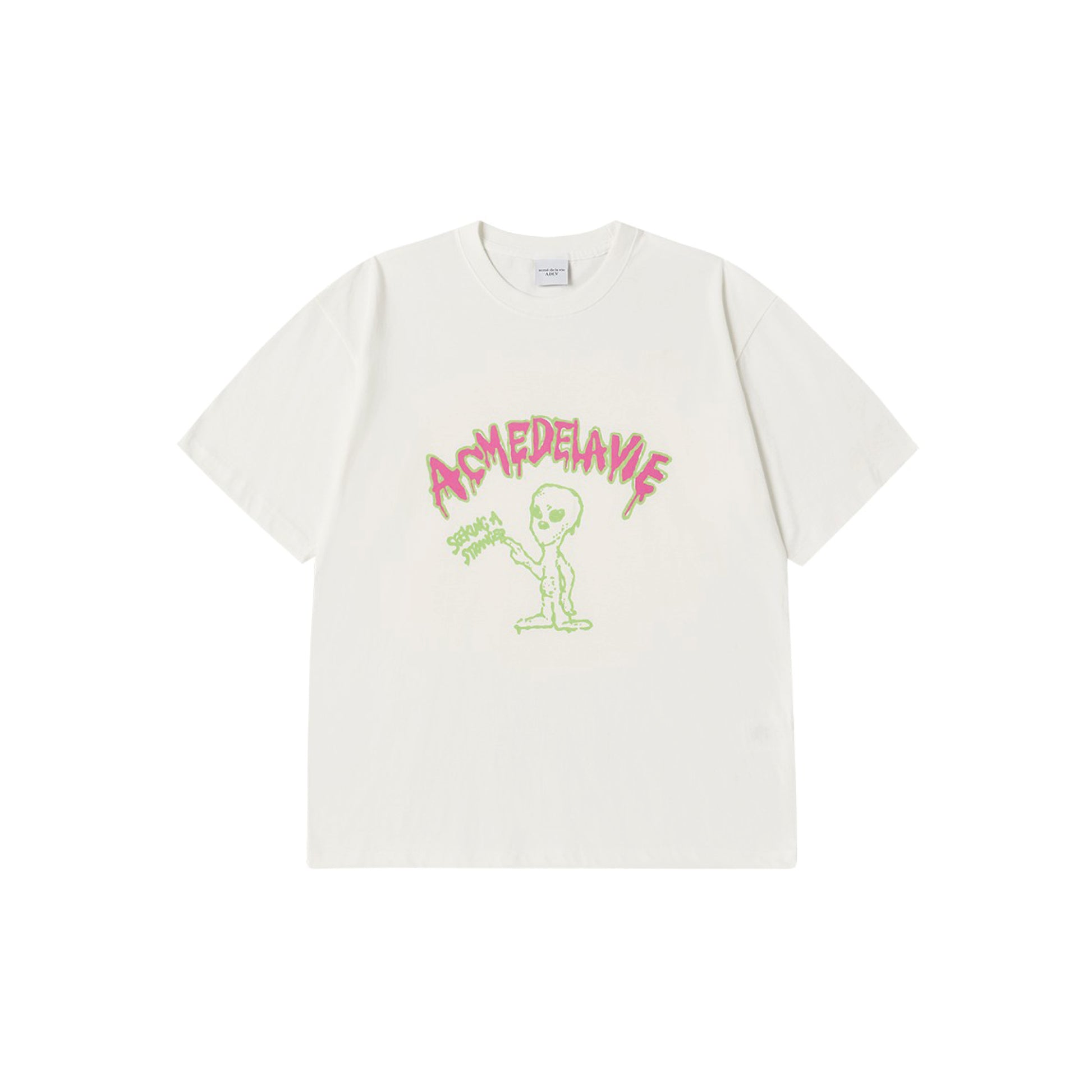 ADLV Flow Alien SS T-Shirt Cream oversized graphic tee alien print casual streetwear top