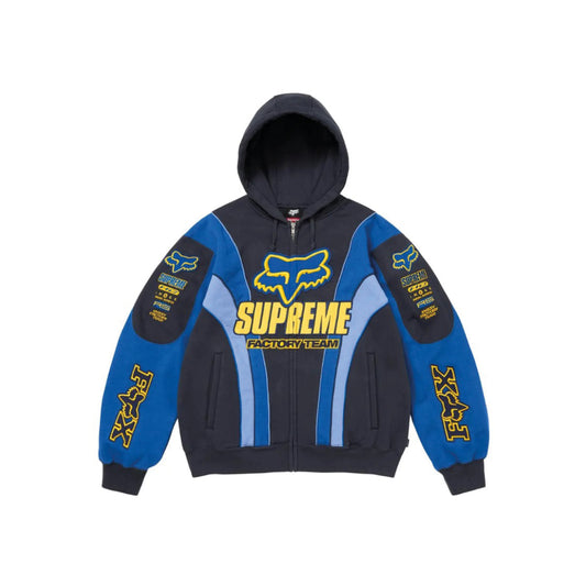 Supreme x Fox Racing Zip Up Hooded Sweatshirt 'Navy'