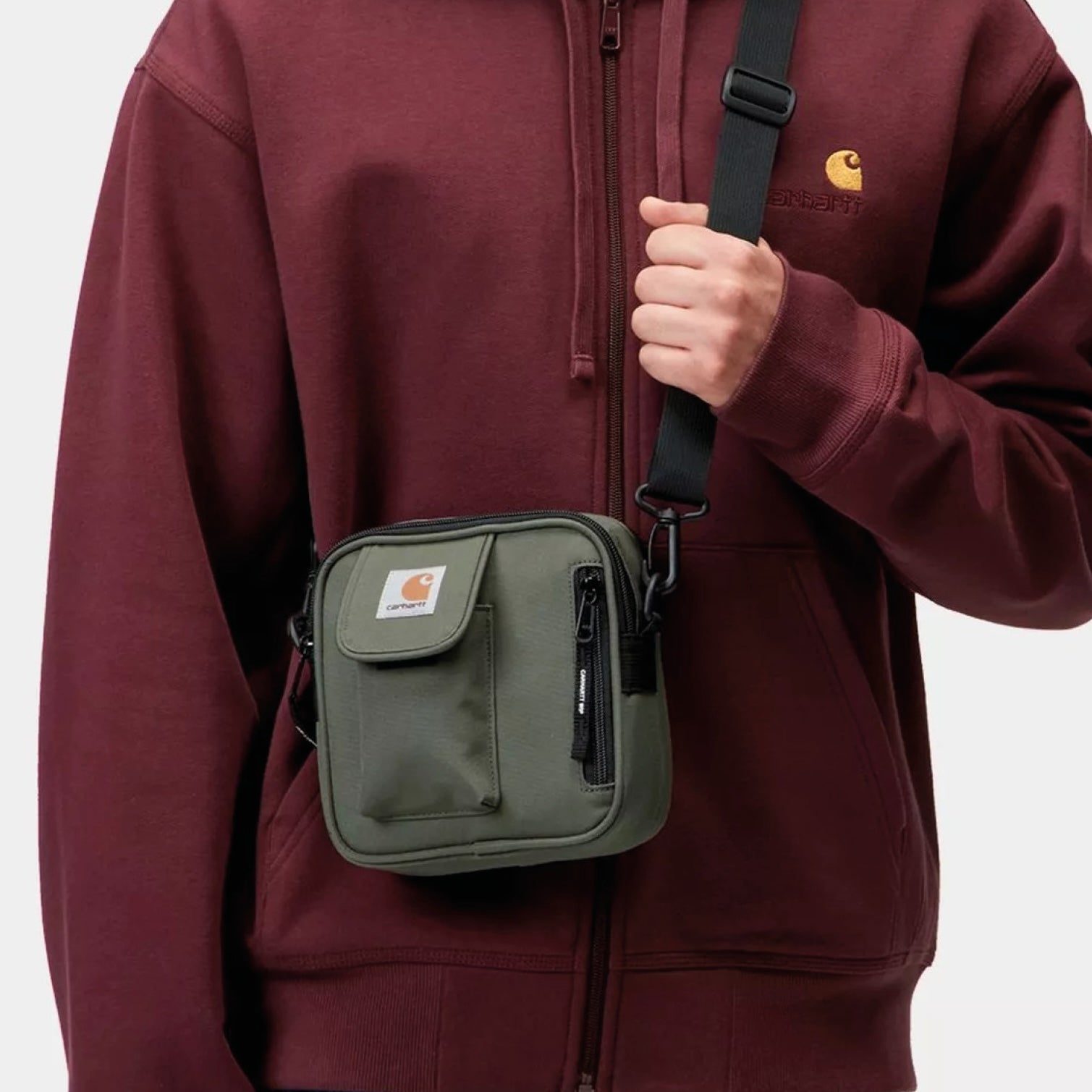Carhartt Essential Bag Opuntia green durable fabric crossbody bag multiple compartments adjustable strap everyday carry
