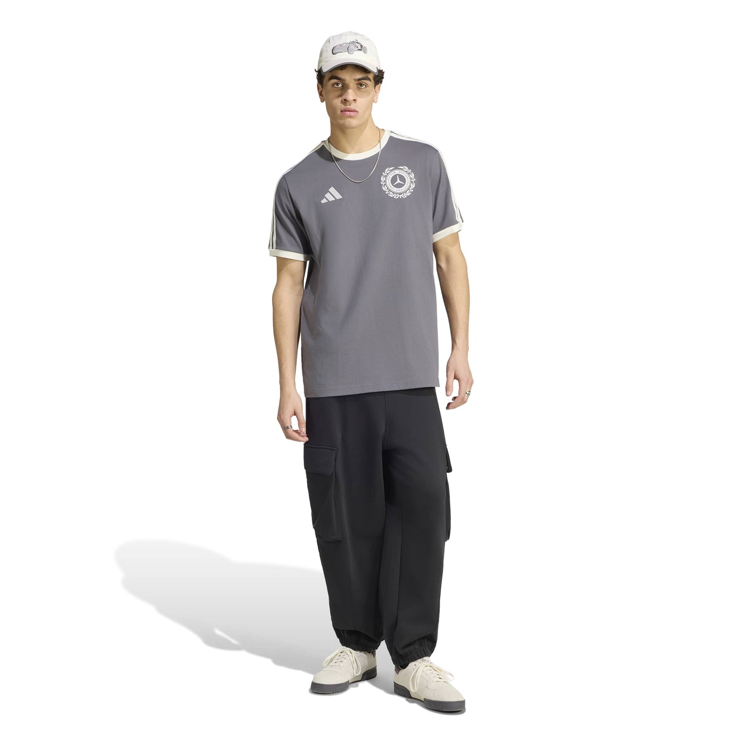 adidas Mercedes - AMG Petronas Formula One Team Silver Arrows Icon Tee 'Granite / Off White' – full model view