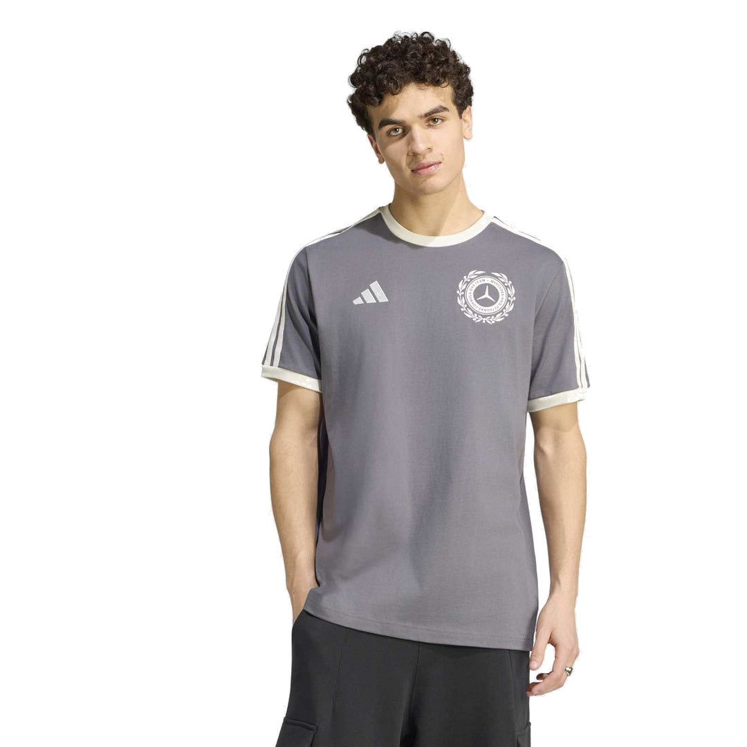 adidas Mercedes - AMG Petronas Formula One Team Silver Arrows Icon Tee 'Granite / Off White' – model front view