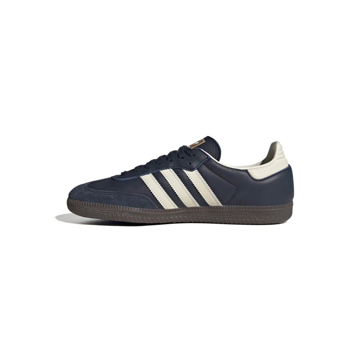 adidas Samba OG Night Navy suede sneakers with off-white stripes and gum sole