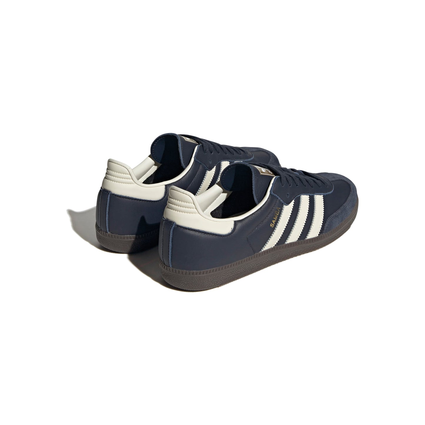 adidas Samba OG Night Navy suede sneakers with off-white stripes and gum sole