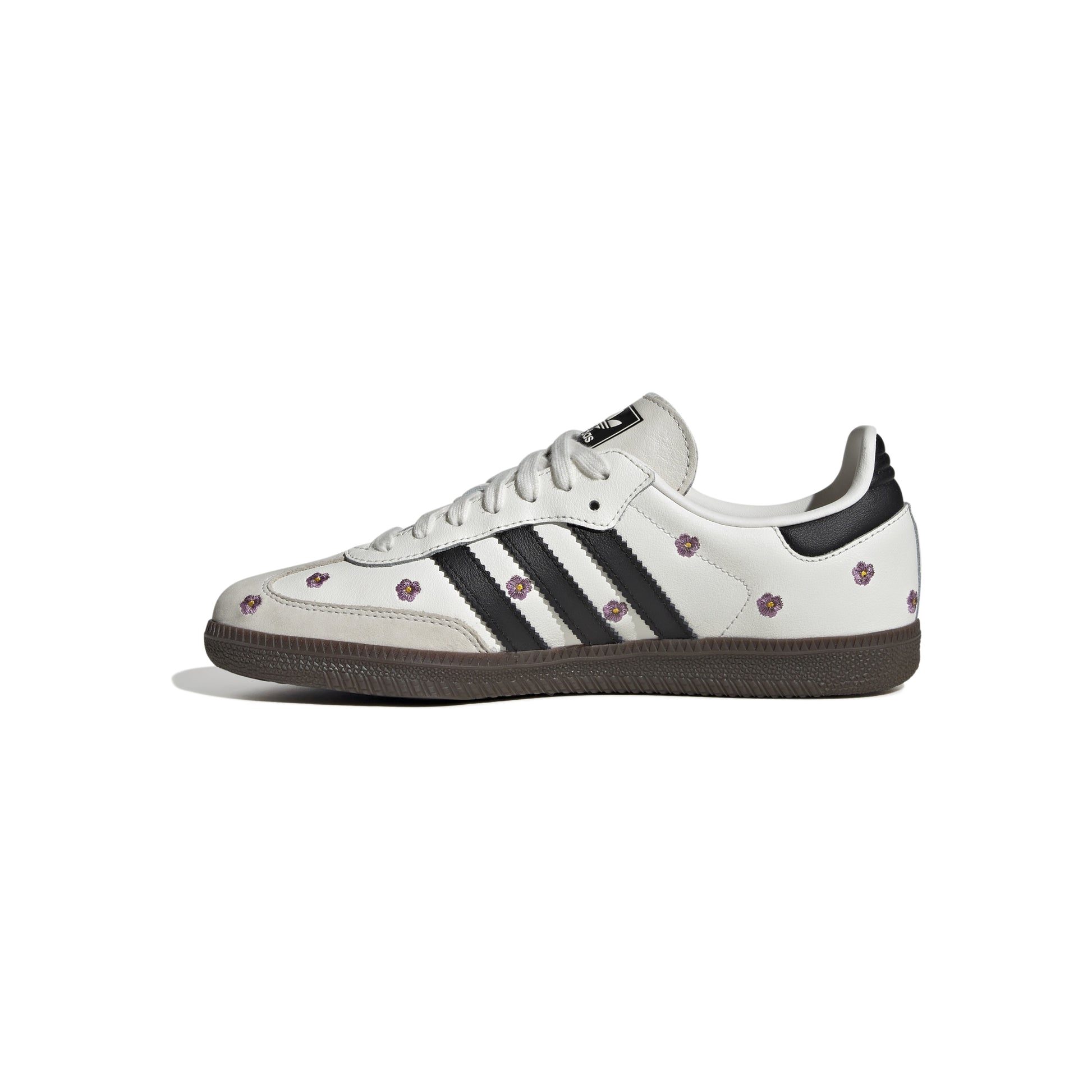 adidas Samba Light Purple Floral WMNS off-white leather sneakers with black stripes and gum sole