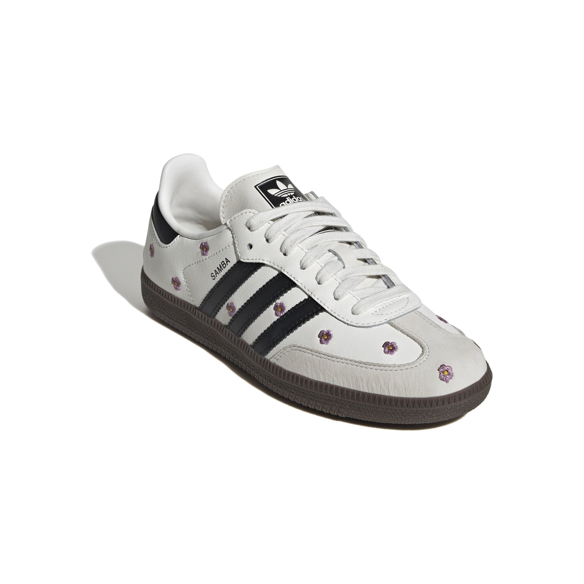 adidas Samba Light Purple Floral WMNS off-white leather sneakers with black stripes and gum sole
