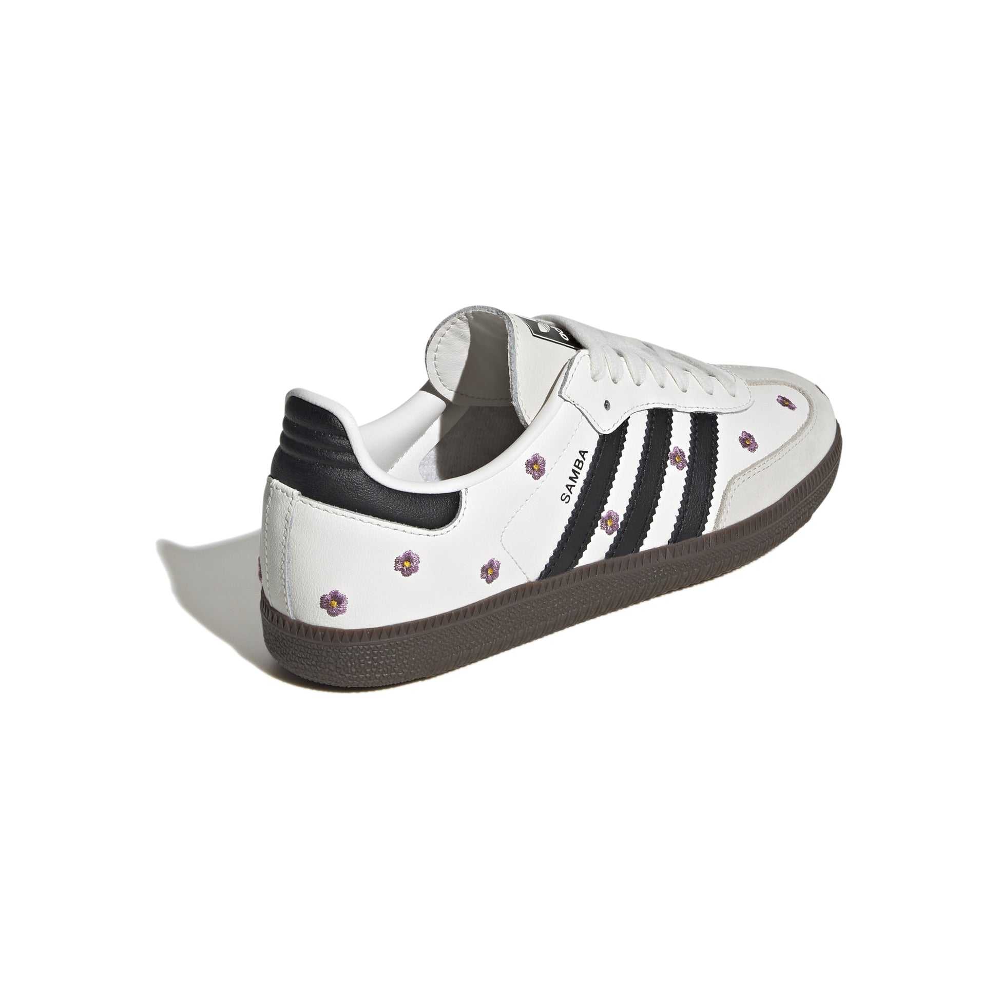 adidas Samba Light Purple Floral WMNS off-white leather sneakers with black stripes and gum sole