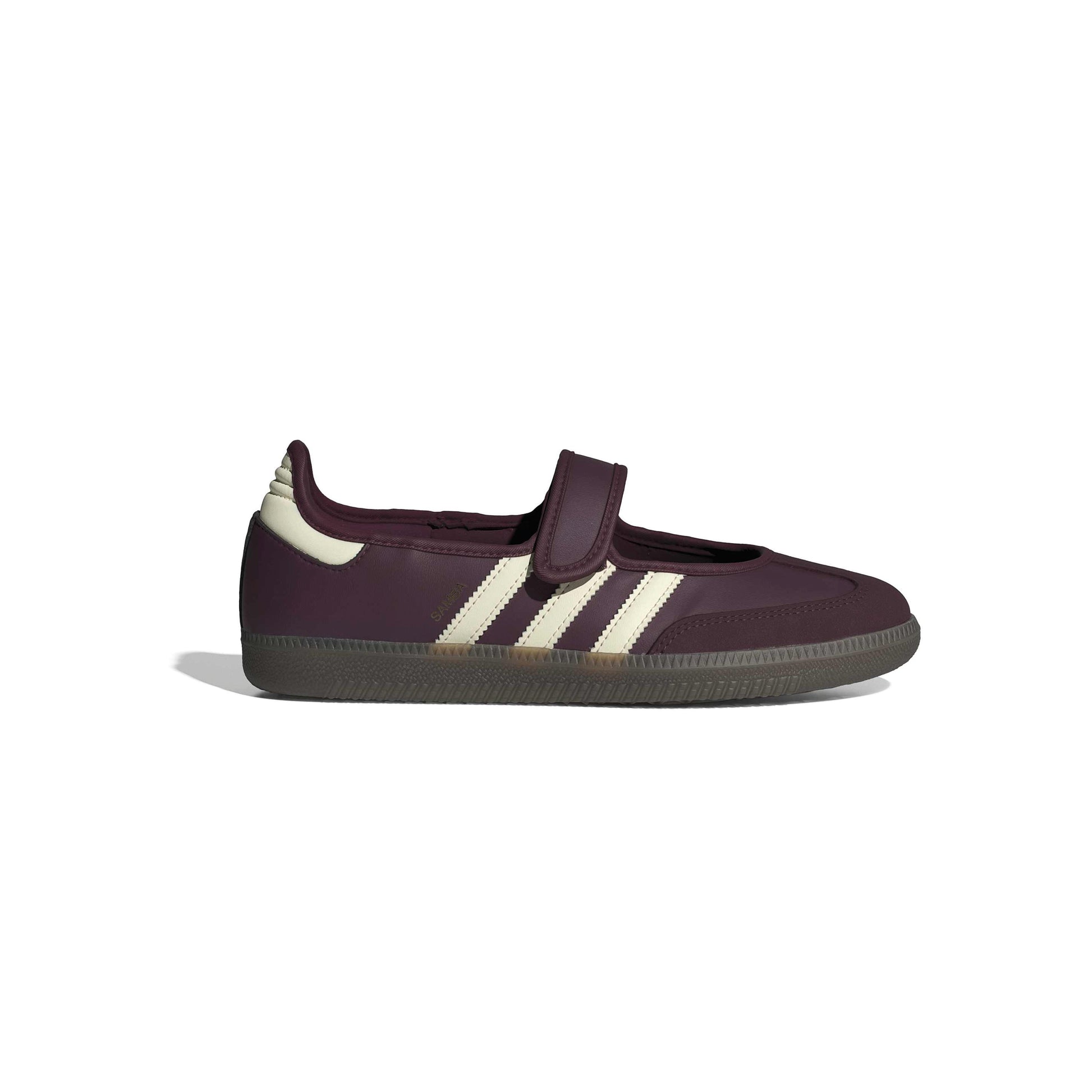 adidas Originals Samba Jane Maroon Cream White womens sneaker leather upper gum sole Mary Jane strap
