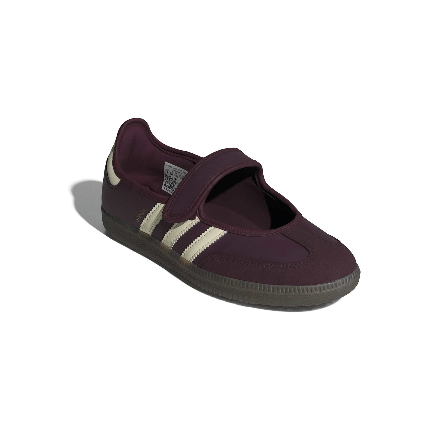 adidas Originals Samba Jane Maroon Cream White womens sneaker leather upper gum sole Mary Jane strap