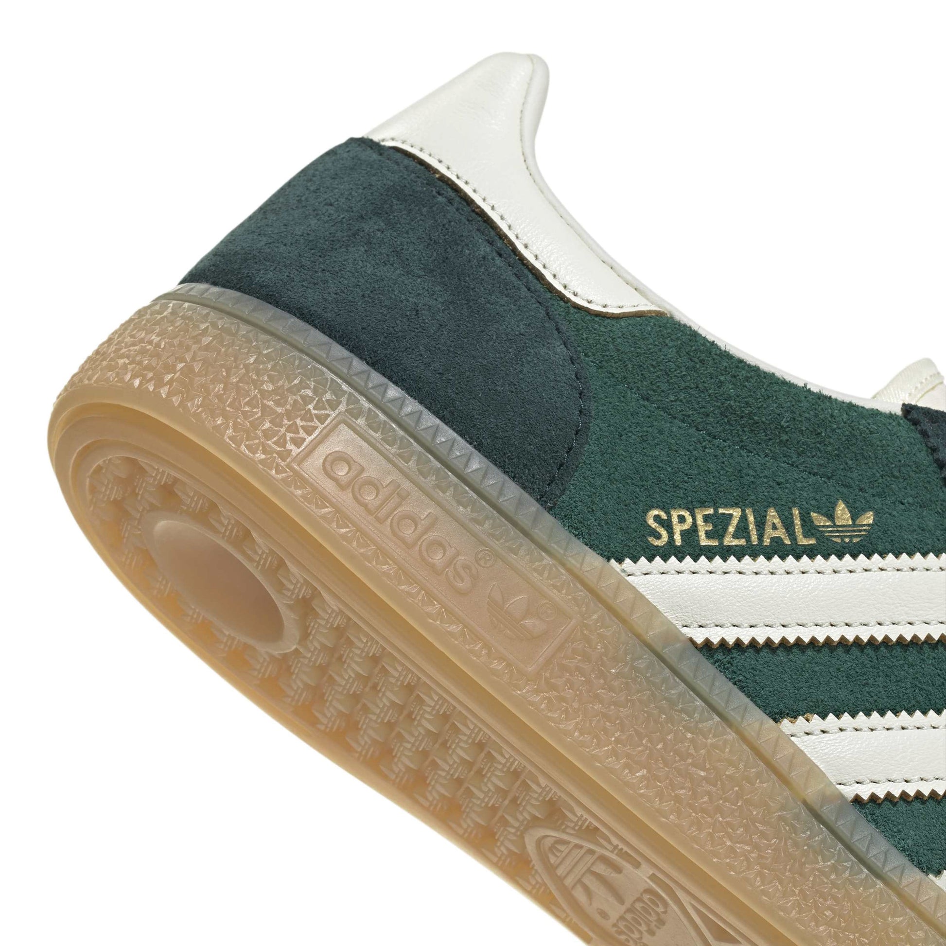 adidas Originals Handball Spezial Collegiate Green Aurora suede sneaker with gum rubber outsole