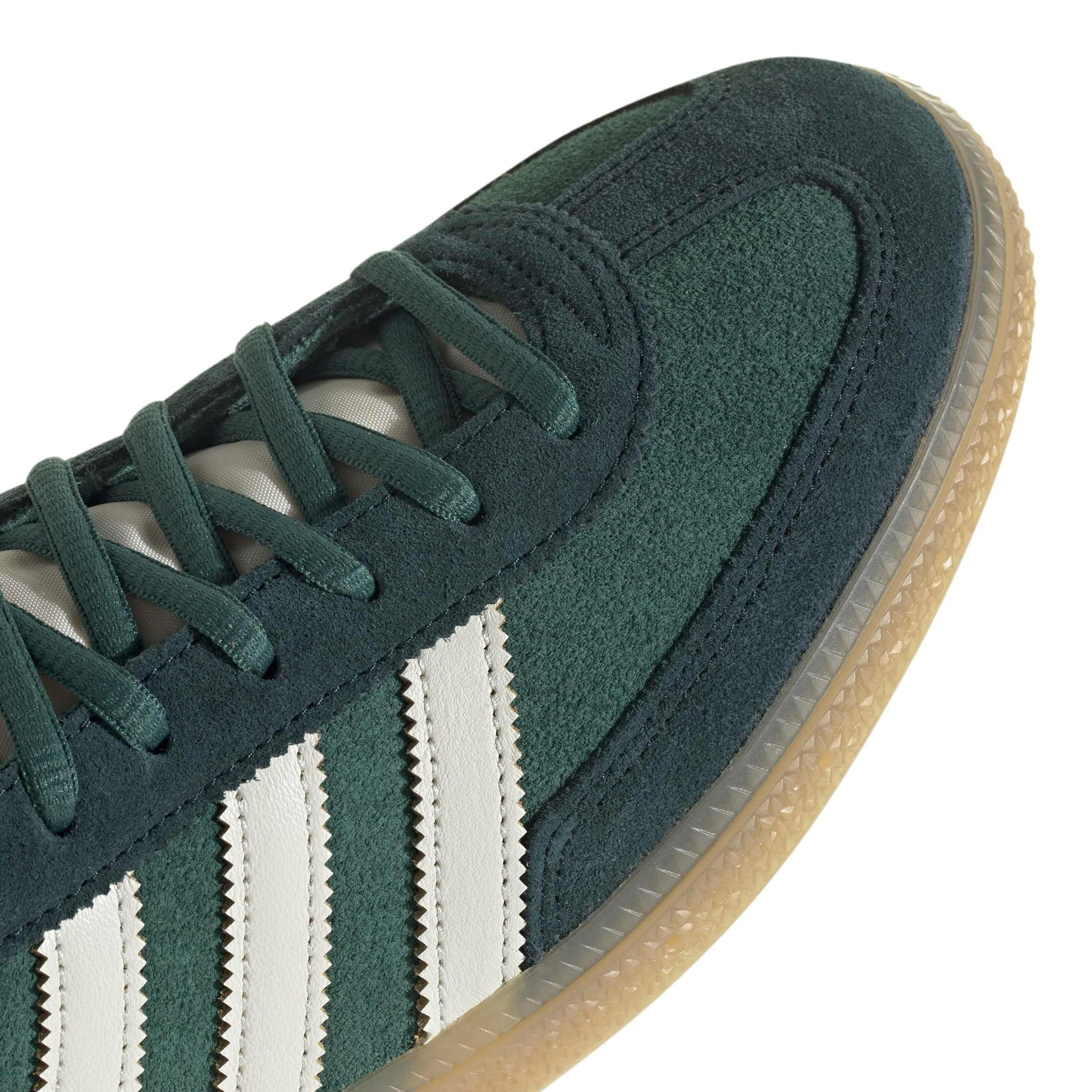 adidas Originals Handball Spezial Collegiate Green Aurora suede sneaker with gum rubber outsole