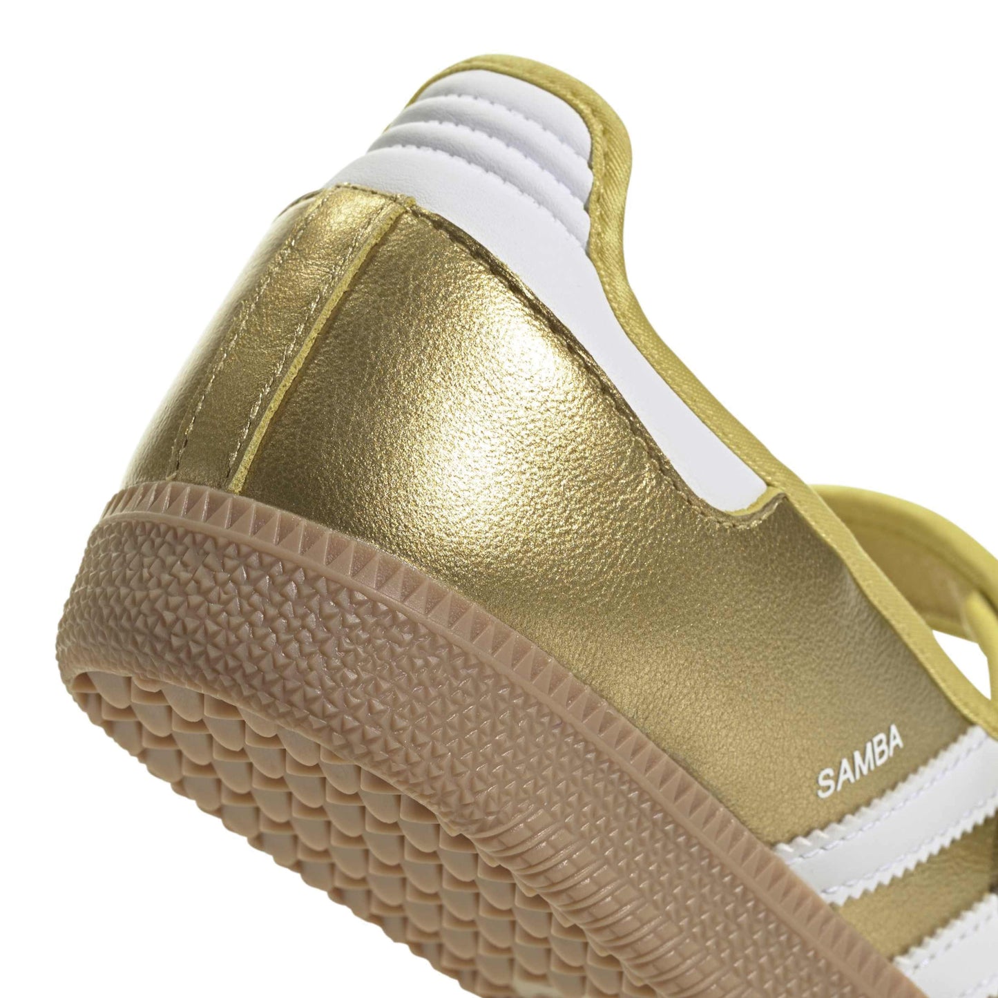 adidas Originals Samba Jane Gold Metallic White womens sneaker metallic leather upper gum sole Mary Jane strap
