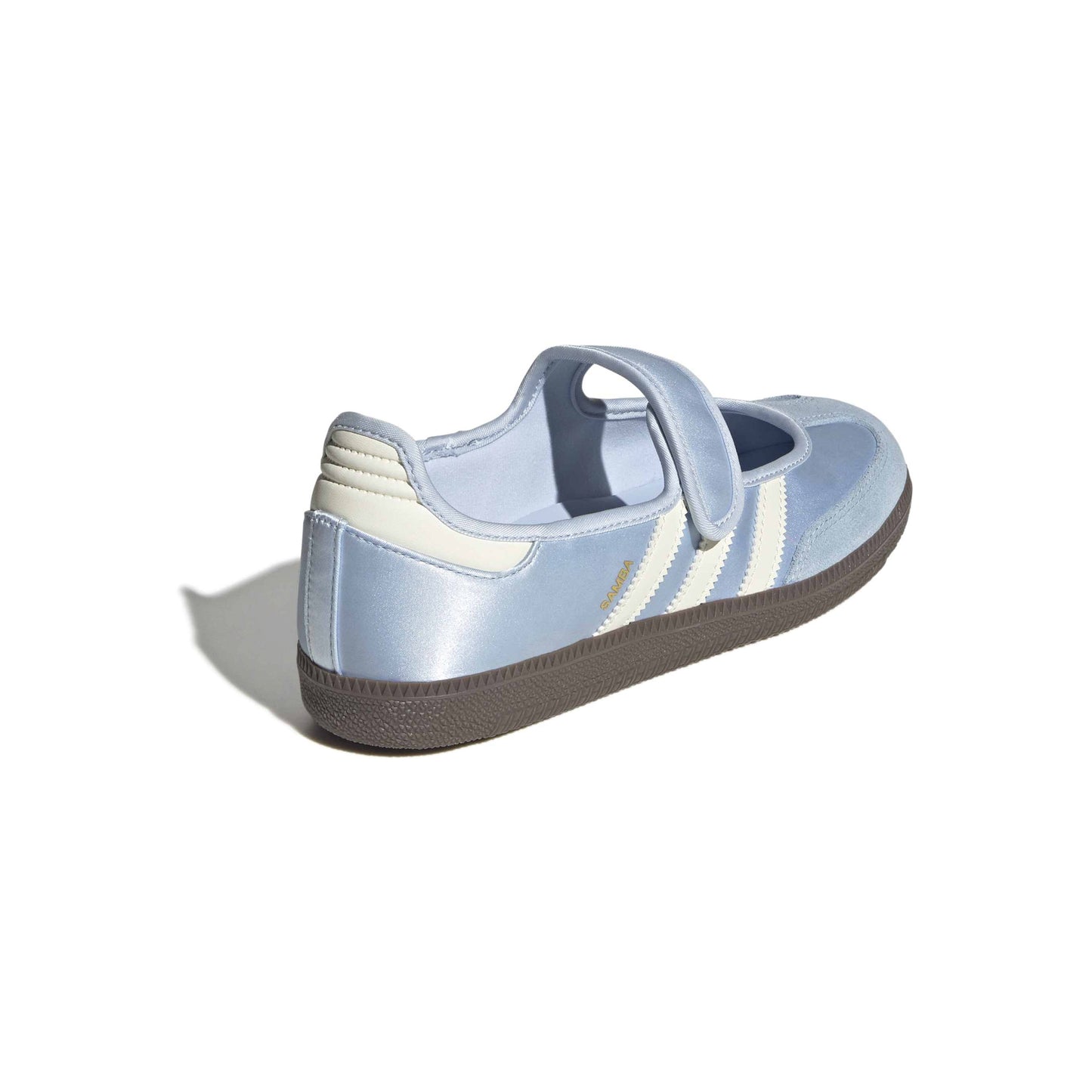 adidas Originals Samba Jane Crystal Sky Cream White women's mary jane sneaker with pastel blue upper and gum rubber outsole