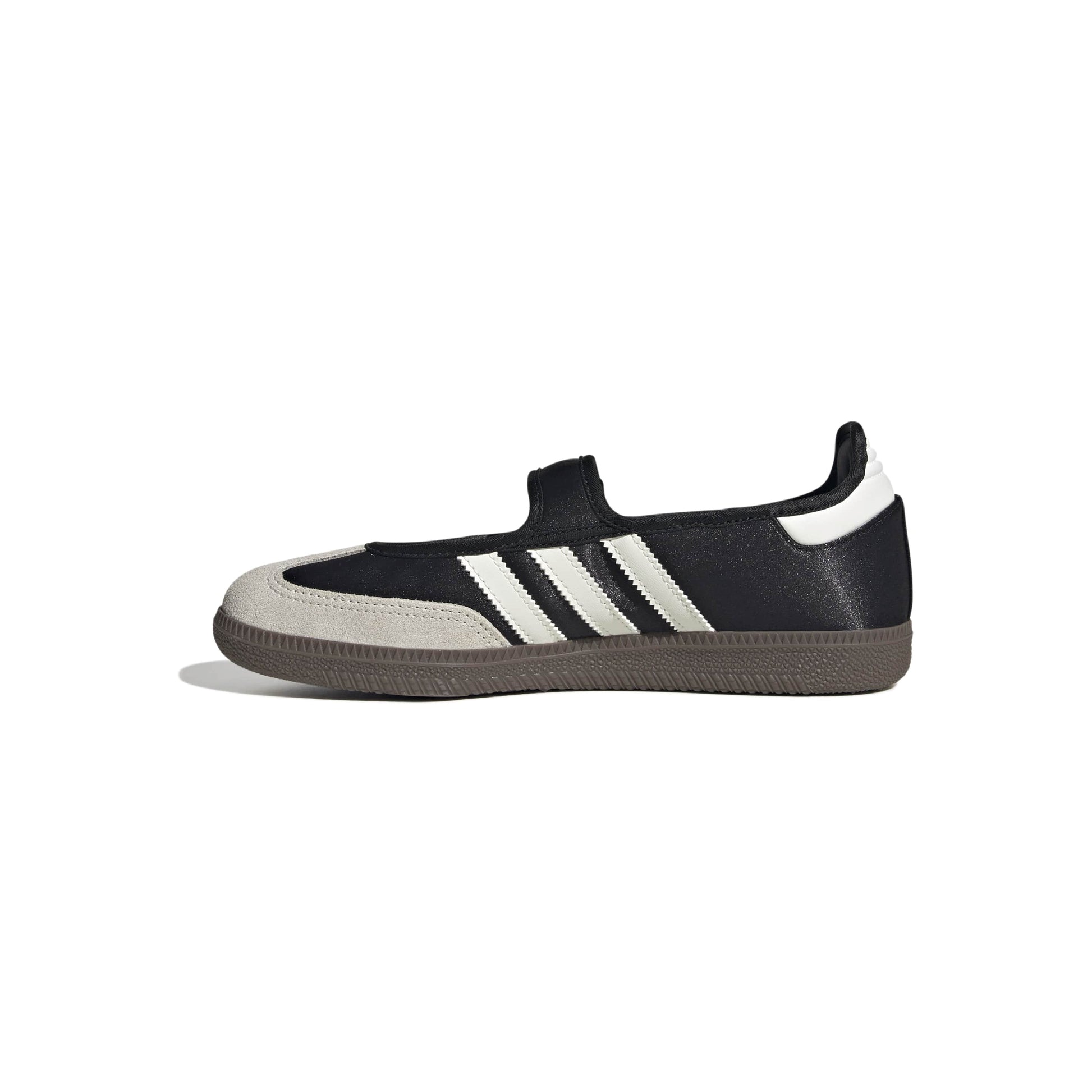 adidas Originals Samba Jane Core Black Off White women's mary jane sneaker with black leather upper and gum rubber outsole