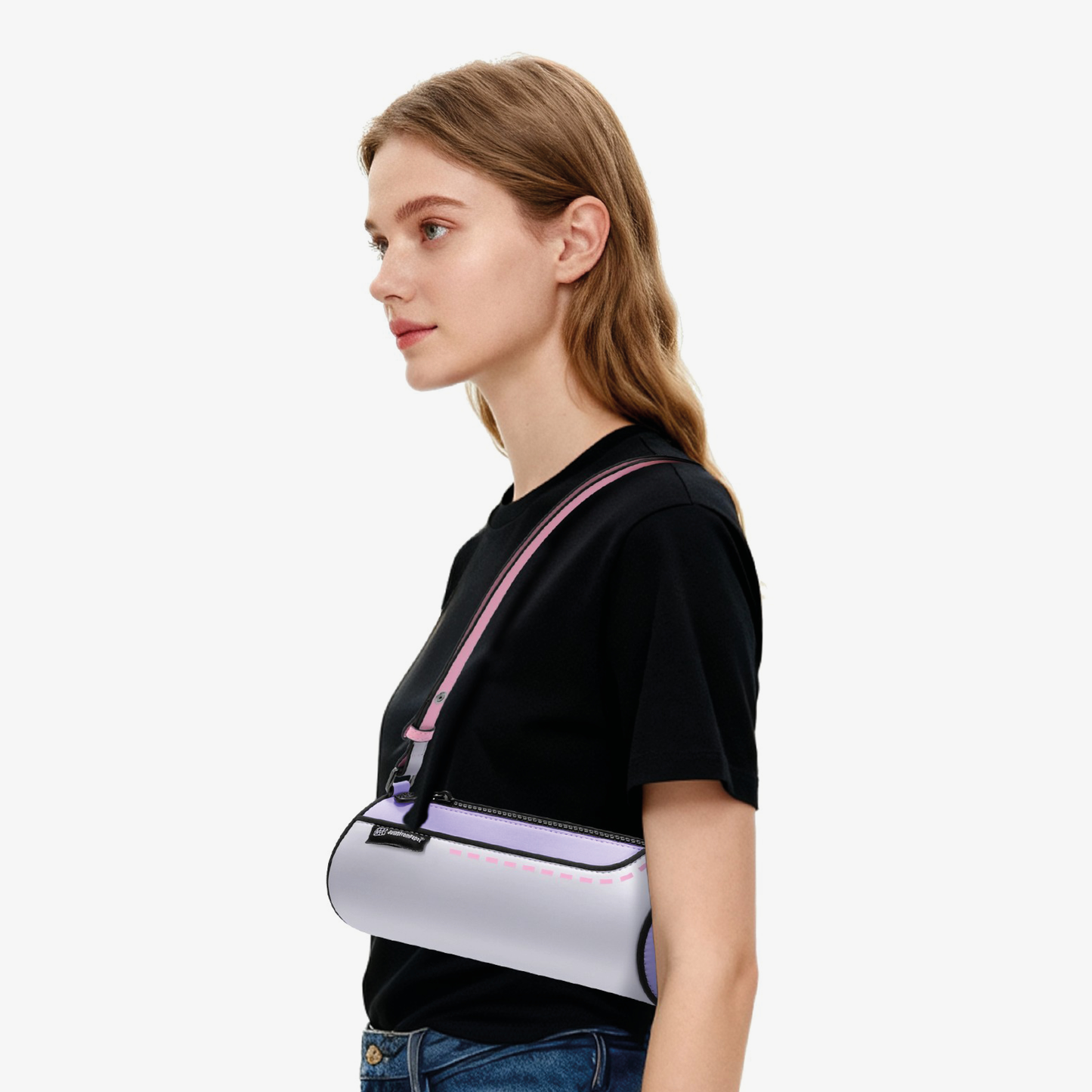 JumpFromPaper Cylinder Bag Moonlit Violet shoulder bag with cartoon-inspired 2D illusion design and cylindrical shape