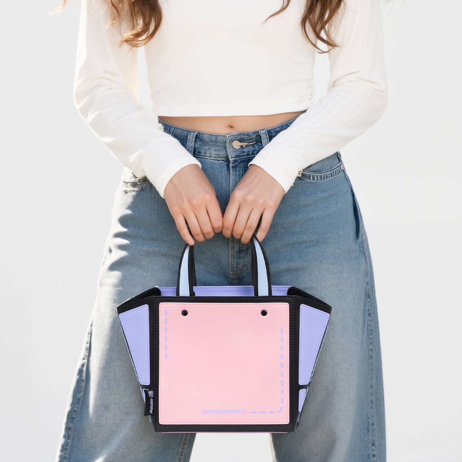 JumpFromPaper Origami Tote Pink Sweetie tote bag cartoon 2D design structured pastel lightweight everyday accessory