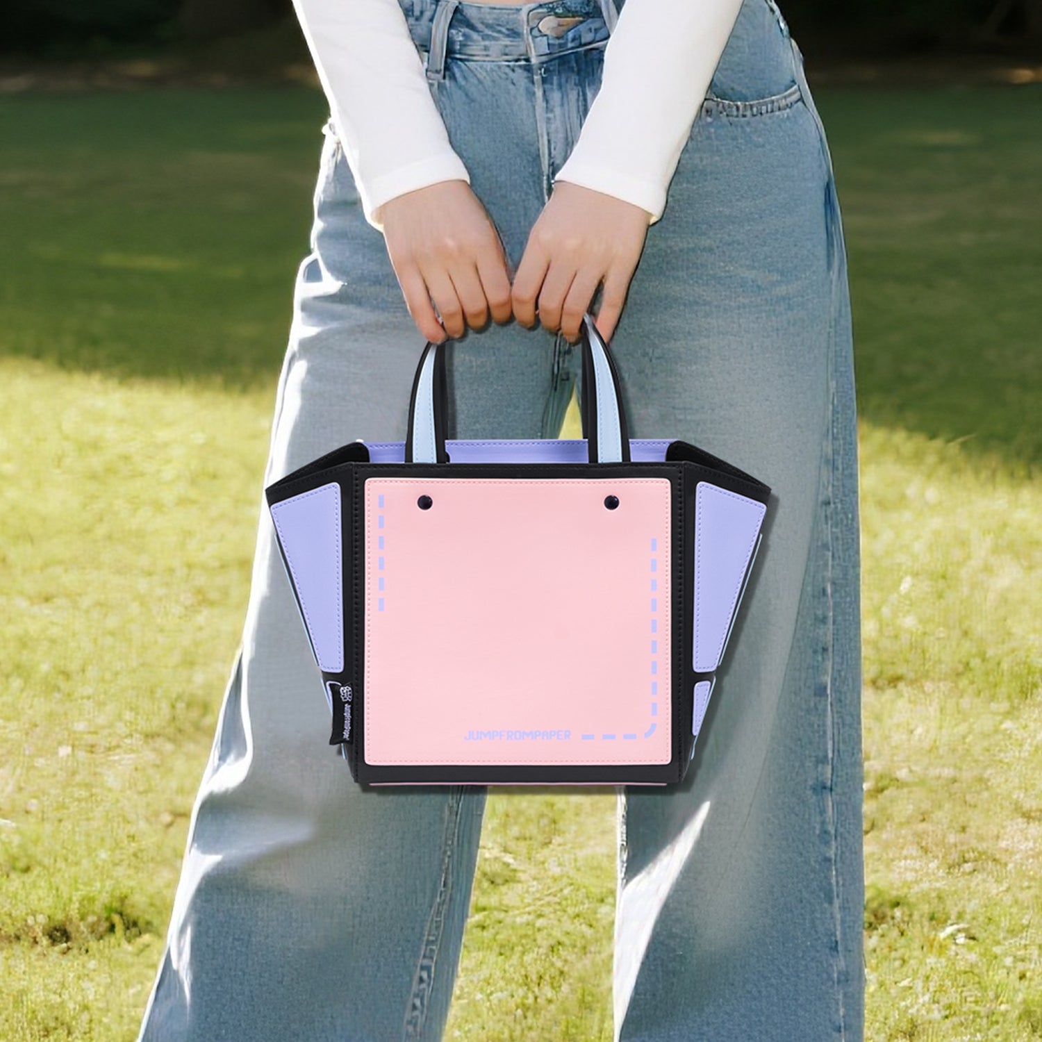 JumpFromPaper Origami Tote Pink Sweetie tote bag cartoon 2D design structured pastel lightweight everyday accessory
